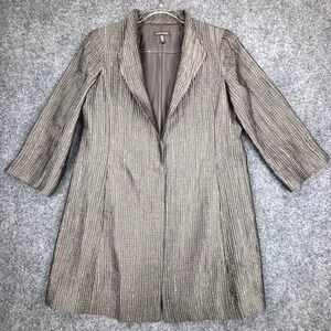 Eileen Fisher Womens Small Bronze Metallic Pleated Open Front Longline Jacket